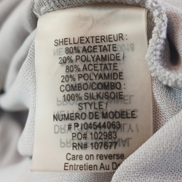 Alice + Olivia Crissy One Sleeve Goddess Light Grey Silk Blend Mini Wrap Dress - Picture 10 of 13